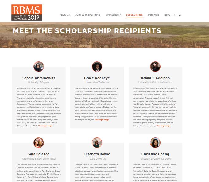 Meet the Scholarship Recipients page snippet